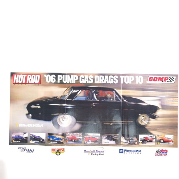 HOT ROD Pump Gas Drags Advertising Print Ad Garage Wall Art Centerfold Poster - Picture 1 of 10